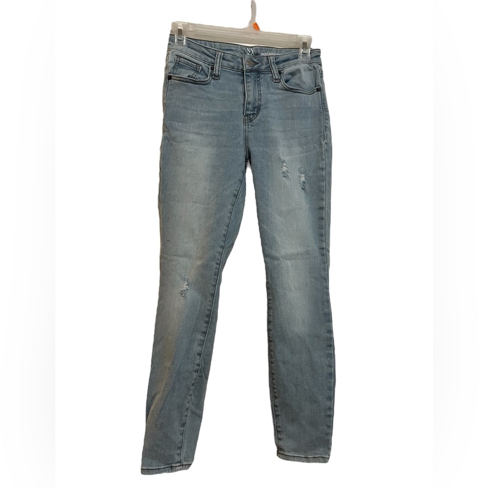 NY&C Women’s Skinny Leg Jeans High Rise Blue Bottom Light Wash size 2